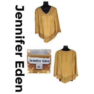 JENNIFER EDEN GOLD BOHO LINEN/RAYON DESIGNER TOP
